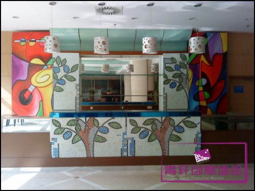 长沙墙绘-河西圣帝亚中西餐厅壁画